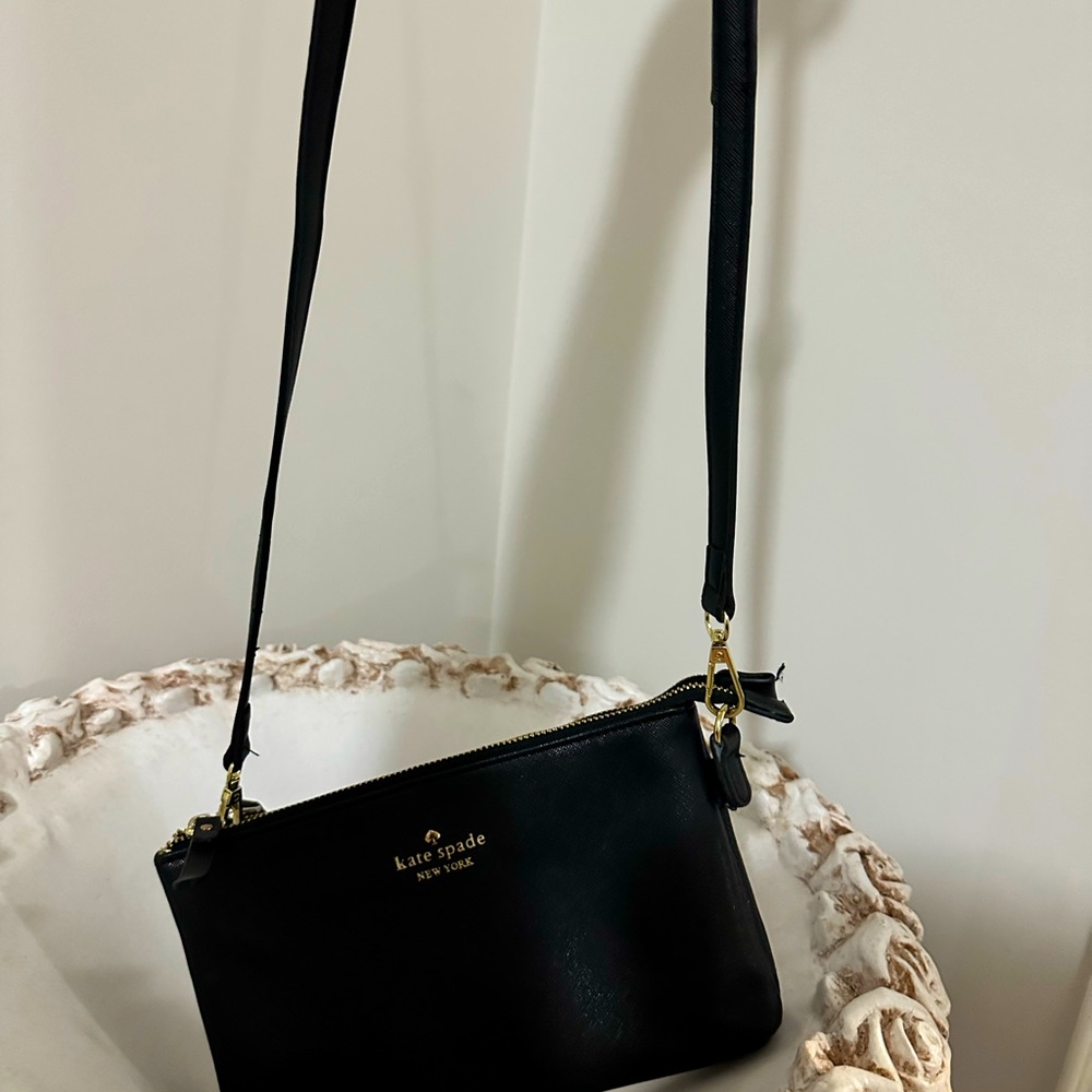 Kate Spade, double zip cross body bag black